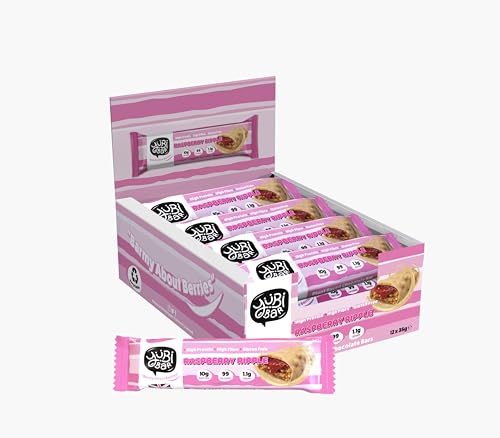 Yubi Raspberry Ripple - 12 Pack - Protein Bars - 99 Calories, High Protein, High Fibre, Low Sugar, Gluten Free and Dairy Free - Healthy Snacks/Nutrition Bar - Chocolate Bars - 420g