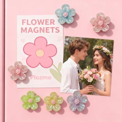 Set de 9 imanes decorativos florales para refrigerador miniatura 7