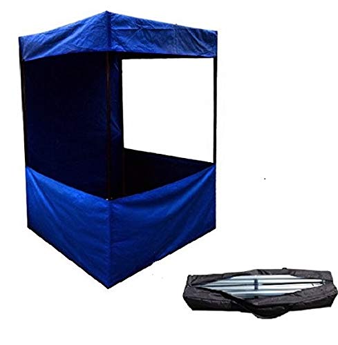 Image of 4x4x7 ft Promotional Canopy Tetron Cloth Waterproof, 3-Side Open Foldable Tent & Portable for Stall Promotion Activities, Advertising | UV Protection | Quick Setup with Carry Bag| (Blue)