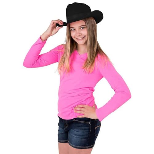 Image of The Dreidel Company Cowboy Felt Western Hat, 22 inch Circumference Dress Up Costume Clothes for Kids, Pretend Play, Party Favors