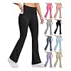 Fleece Lined Pants Womens Plus Size Flare Leggings Butt Lifting High Waist Yoga Pants Winter Warm Thick Leggings Black