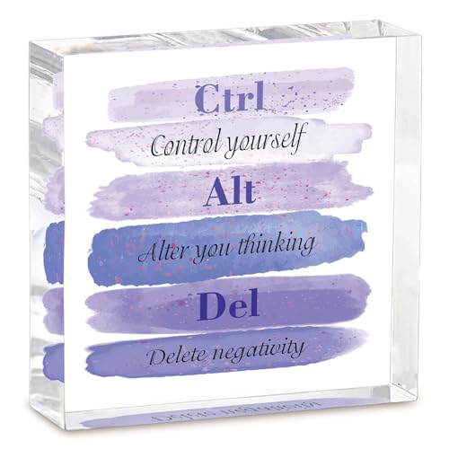 Acrylic Purple Positive Inspirational Quote Sign Inspirational Office Desk Accessories Office Supplies Desk Cubicle Decor for Women Purple Bedroom Art Decoration for Women Teen Girls