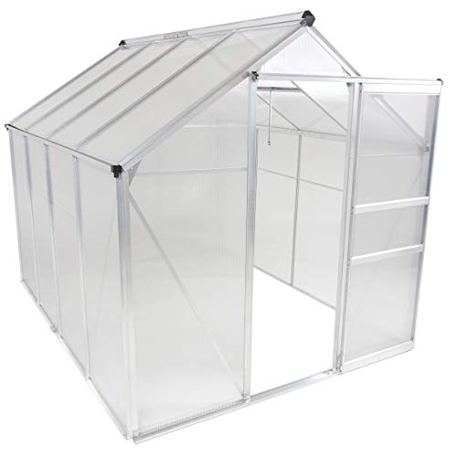OGrow Portable Greenhouses for Outdoors | 6 X 8 Greenhouse | Sunroom | Large Green House for Plants |Aluminum Patio Greenhouse Plastic Panels |Glass Greenhouse Kits |Large greenhouses for Outdoors