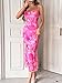 LIGHT DOT Women's Maxi Mesh Dress Spaghetti Strap Bodycon Floral Ruched Cami Long (Fuchsia,S)