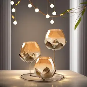 KREATIVE ART S Lotus Candle Holder | Show Pieces for Home Decor | Dining Table Decorative Items | Decorative Items for Home| Diwali Decoration Items for Home Decor (Pack of 1-Large)