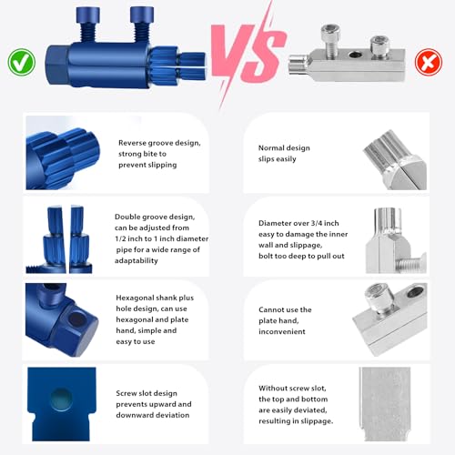 Image of New Pipe Extractor Tool Pipe Nipple Extractor Set Pipe Remover Kit Broken Pipe Thread Remover Fits 1 /2 inch to 1 inch Pipe Capacity Great Diy Gift for Men (Blue)
