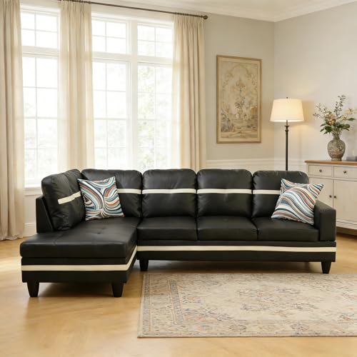 Trygoal 103.5 Inch Modern L-Shaped Couch, PU Leather Sectional Sofa