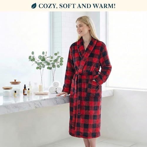 Image of PAVILIA Womens Robe Fleece Plush Soft, Fluffy Fuzzy Cozy Warm Bathrobe, Shower Spa House Long Robe for Women