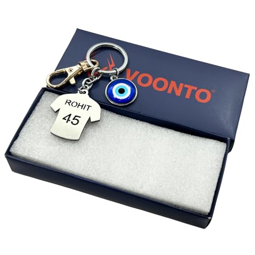 Image of Dhoni Virat Rohit Jersey with Evil Eye & Golden Hook Metal Keychain for Cricket Lovers Sports Person Excellent Gift for Birthday, Anniversary, Valentines Day (Pack-1)