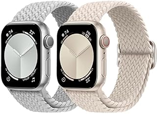 MATCHEASY Sport Straps Compatible with Apple Watch Strap 42mm 44mm 45mm, Adjustable Nylon Sport Stretch Elastic Braided Replacement Solo Loop, for Apple Watch iWatch Series 8 7 6 5 4 3 2 1 SE, 2 Pack.