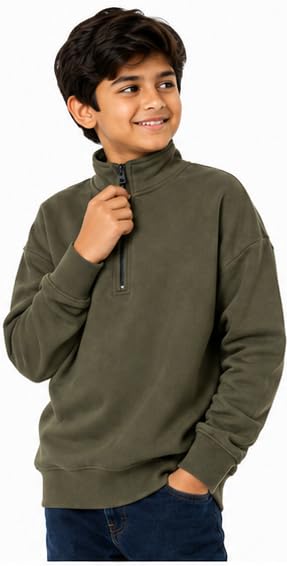 Image of T2F Boys Cotton High Neck Oversized Fit DropShoulder Sweatshirt