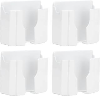 4 Pack Wall Mounted Storage Shelf, ABS Plastic Phone Holder with Adhesive | Strong adhesive back, no screws needed, holds phones and remotes, 4 pack for bathroom, bedroom, kitchen, office