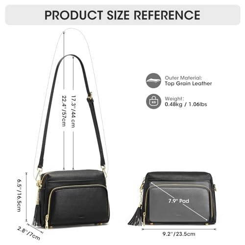Image of Kattee RFID Genuine Leather Crossbody Bag for Women Small Purse | Top Grain Pebbled Leather. Compact Size. Built-in wallet. Anti-theft design for security. Ideal for daily, travel & work