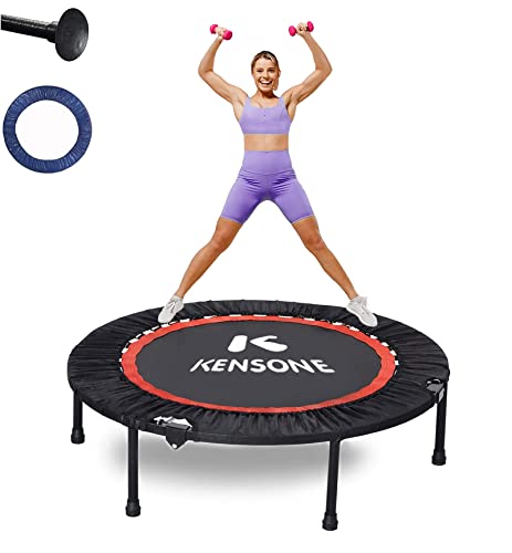 Kensone 40" Mini Trampoline Rebounder Trampoline For Adults Small Fitness Trampoline For Kids Bounce Exercise, 1 Extra Blue Cotton Safety Pad Included, Max Load 330 Lbs #TOP11