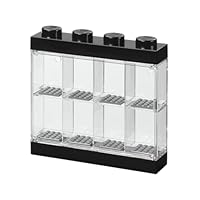 LEGO Minifigure Display Case 8 Black, Stackable Container for Wall or Desk, Space for 8 Minifigures, Home Office Display Cabinets LEGO storage