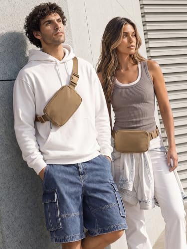 Image of ODODOS Unisex Mini Belt Bag with Adjustable Strap Small Fanny Pack for Workout Running Traveling Hiking, Caramel