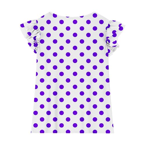 Girls Polka Dots Tops for Summer Cute Ruffle Cap Sleeve Round Neck Casual Blouses Cotton Tee Fashion Graphic Tops4