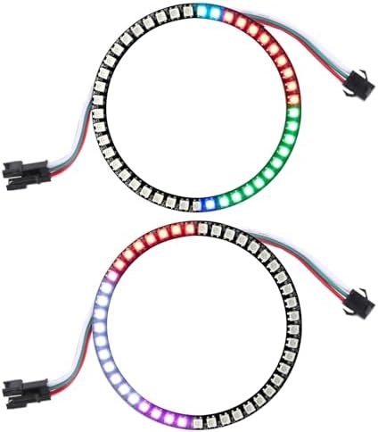 Sparkleiot 45 Bits WS2812 RGB LED Ring with SM2.54-3P Wire, DC5V WS2812B 5050 Full Color LED with Build-in Driver Light Individual Addressable for Arduino Raspberry Pi ESP8266 Nodemcu (Pack of 2pcs)