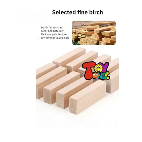Image of TOYTONIC Tumbling Tower Wooden Game - Stacking Puzzle Blocks for Kids, Adults & Families - Indoor Party Game & Brain Teaser - Fun Balancing Toy for Boys & Girls of All Ages