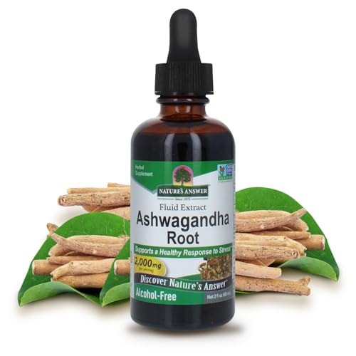 Natures Answer Ashwagandha Root | Herbal Supplement Maintain Healthy Immune Function | Supports Body Against Stress | Gluten-Free Alcohol-Free & Vegan 2oz
