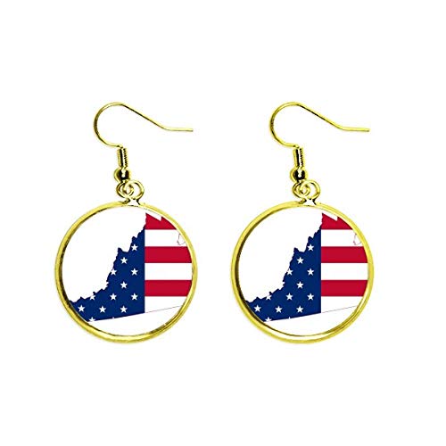 Pendientes de Virginia con estrellas y rayas joyas colgantes doradas de mujer