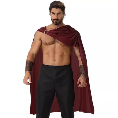 GRACEART Capa de gladiador romano medieval para hombre, diseño de guerrero espartano, color rojo, L-180 cm