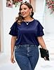 ZOMVA Women's 2024 Plus Size Satin Blouse Short Ru... #4