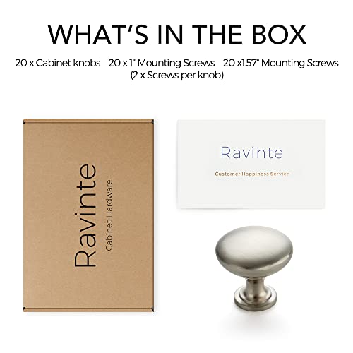 Image of Ravinte 20 Pack Brushed Nickel Round Zinc Cabinet Knobs for Kitchen Bathroom Closet Dresser Cabinets