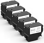 Labelife Label Maker Tape Compatible avec Brother Btag 231 Recharges de ruban d'étiquette 12mm 0.47'' Ne travaille que pour P Touch PT-N10 PT-N20 PT-N25BT (5 Boîtes, 12mm x 4m, Noir sur blanc)