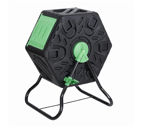 WESTMANN Humus Composteur à tambour en plastique, rotatif 60 l, mobile pour déchets de jardin, rotatif à 360 °, ménage le dos et peu encombrant, vert, 60 x 74 x 36 cm