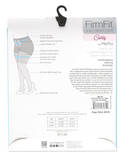 Image of MeMoi Half and Half Support Sheer Tights, Comfortable Compression Control Top Tights for Women