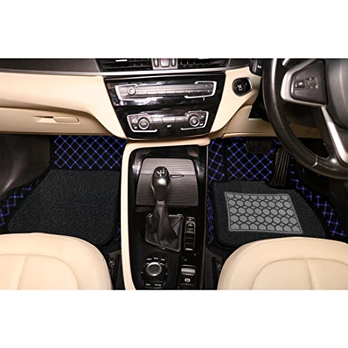 Image of Antiskid Premium 7D Car Mat Full Set for Mahindra XEV 9S 2026 | Luxury Leather Dual-Stitch Full Set 7D Car Floor Mat || 100% Waterproof ||Color: Black Blue