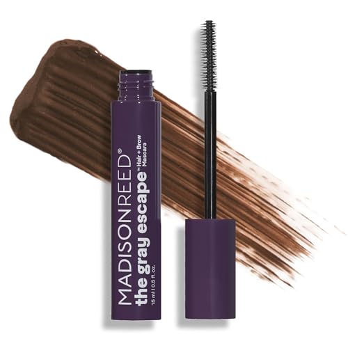 Madison Reed The Gray Escape Hair & Brow Mascara – Quick-Dry, All-Day Gray Coverage for Roots & Brows, Smudge-Proof, Titanium Dioxide-Free, Argan Oil & Ginseng – Medium Brown – 15mL