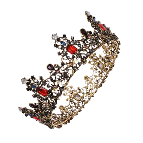 Mikinona 1個 カラーダイヤモンドクラウン バロックウェディングティアラ レディースアクセサリー バロック式の結婚式 結婚式の王冠の頭飾り バロックレトロティアラ 亜鉛合金 Colorful