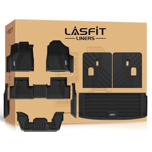 Image of LASFIT Floor Mats & Trunk Mat & Backrest Mats for Acura Mdx 2022-2026 | for 2022-2026 Acura Mdx Full Set Mats, Premium TPE Liners, Custom Laser Fit, Full Edge Coverage, Refined Protection