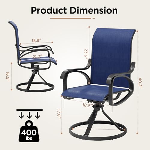Image of LOUVIXA Patio Swivel Chair Set of 6, All-Weather Patio Swivel Rocking Chair, High Back Patio Dining Chairs for Backyard, Porch, Lawn, Garden(6, Navy Blue)