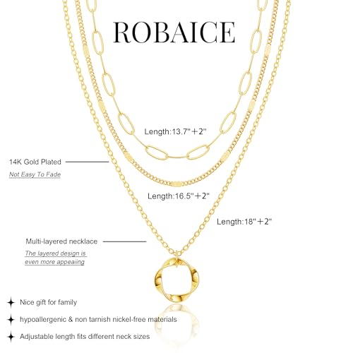 Layered Necklace for Women 14K Gold Dainty Paperclip Herringbone Pearl Cross Pendant Necklace Stack，Layering Gold Chain Cuban Figaro Rope Chain Choker Trendy Jewelry Gift4