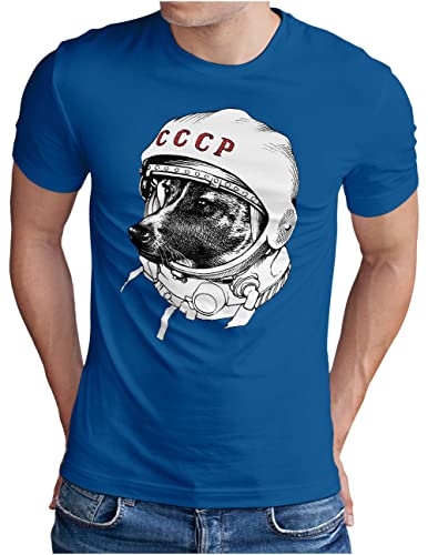 T-shirt OM3 Laika Kosmonaut Homme Dog in Space URSS Mission Lune