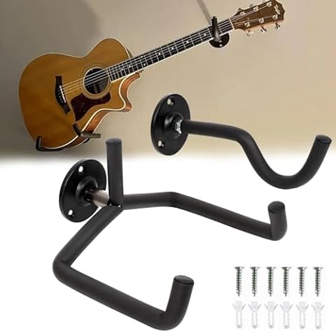 FiTspi Uchwyt ścienny poziome wieszaki na gitarę i haki do akustycznej, elektrycznej, klasycznej, basowej i ukulele