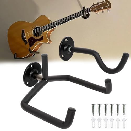 FiTspi Support mural pour guitare horizontale et crochets pour guitare, basse et ukulélé acoustique, électriques, classiques