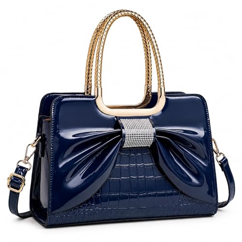 Shoulder Bags for Women, Retro Vegan Leather Handbags with Lock Closure, Y2K Vintage Purse Medium Structured Top-Handle Satchel for Work Travel Party (Blue) - image 1