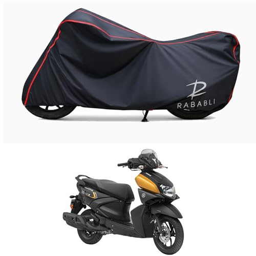 Image of Waterproof Bike Body Cover Compatible for | Yamaha RayZR 125 Hybrid | Taffeta Fabric, Red Piping Design, Bottom Elastic Fit | Dustproof, Sun UV & Rain Protection for All Bikes