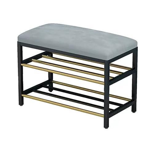 Banquette à 3 niveaux en velours pour optimiser le rangement au bout du lit du salon