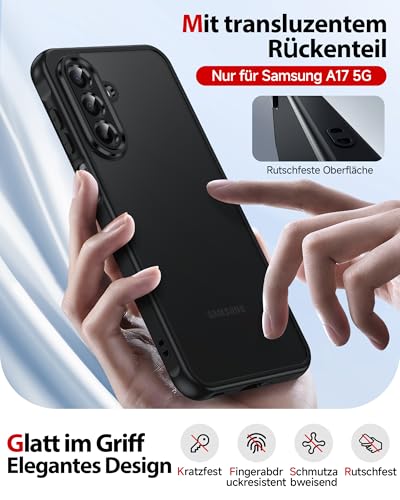 LeYi für Samsung Galaxy A17 5G Hülle mit 2*panzerglas 4G Matt Case-Schwarz – Ansicht 4