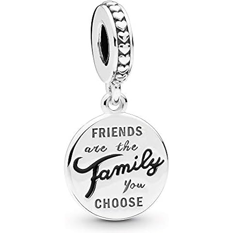 Pandora Friends Are Family Dangle Charm - Compatible Moments Bracelets - Jewelry for Women - Gift for Women in Your Life - Made with Sterling Silver & Enamel Cover