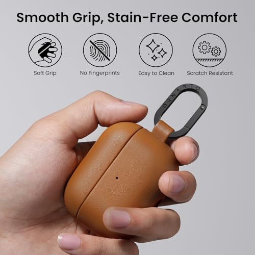 Coque en cuir AirPods Pro 2/1 marron avec mousqueton et outil de démontage