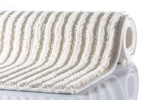 Grund 3D Badteppich 100% Polyester, ultra soft, rutschfest, RIFFLE, Badematte 60x100 cm, natur – Bild 4