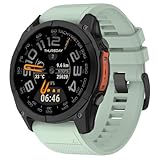 MELEJIA 26mm Cinturino di Ricambio Compatibile con Garmin Instinct 3 50mm/Fenix 8 51mm/Fenix 7X/7X Pro/6X Pro/Epix Pro 51mm, 26mm Ricambio Cinturino, Regolabile Silicone Cinturini-Grigio-Verde