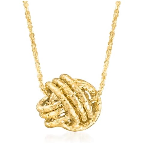 Ross-Simons Italian 14kt Yellow Gold Textured Love Knot Necklace. 20 inches Cover