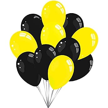 Premium Balloons in Yellow Black - Made in Germany - 100% Natural Latex & 100% Biodegradable - Pack of 50 - Birthday Party Carnival - Suitable for Helium - twist4